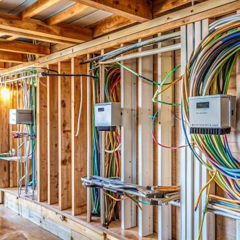 Electrical wires being replaced with knob-and-tube wiring in a residential renovation site